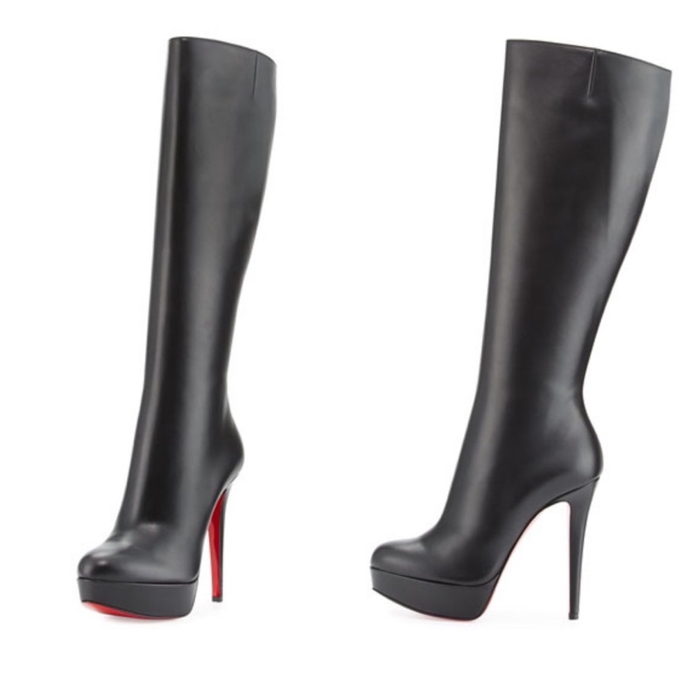 Christian Louboutin Bianca Botta 140mm Red Sole Knee Boot Black leather Platform